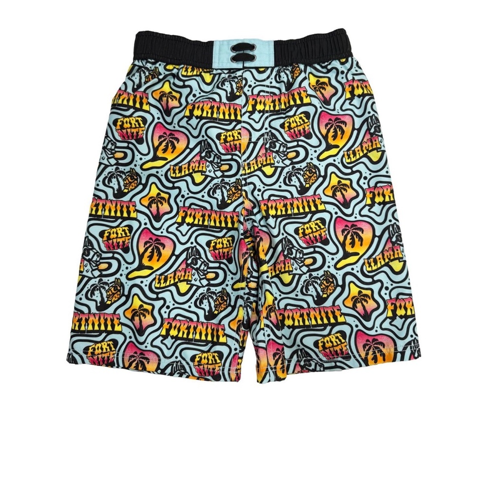 NWT Medium 7/8 Fortnite Boys Beach Llama Swim Trunks